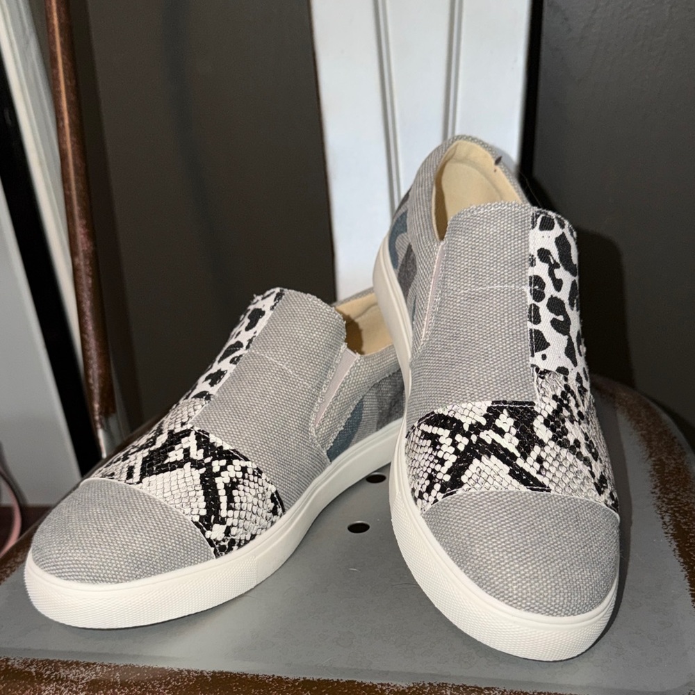 Gray and Black Slip-On Sneakers